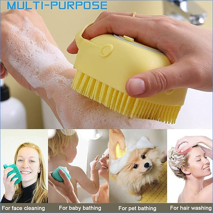 Millensiumaca Ac Body Scrubber With Soap Dispenser For Shower, Silicone Exfoliating Brushes, Soft Body Exfoliator, Bath Loofah For Babies, Kids, Women, Men And Pets (Pack Of 1)
