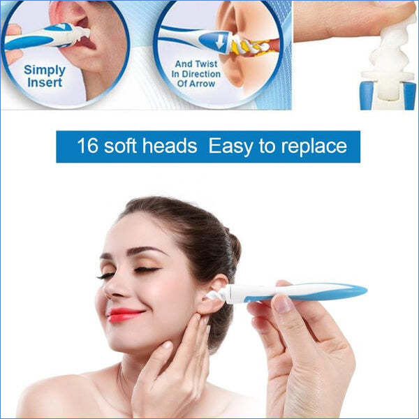 Smart Swab Spiral Ear Cleaner | Easy EarWax Removal Kit with 16 Disposable Soft Tips & Storage Case | Best Seller